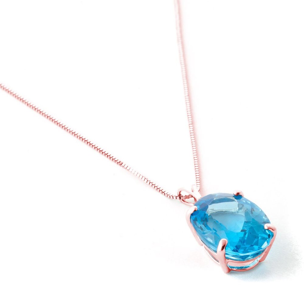 14K. SOLID GOLD NECKLACE WITH OVAL BLUE TOPAZ - Picture 5 of 11